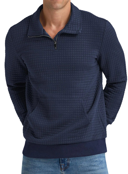 QZ Waffle Pullover w/ Pocket (Navy Blue)