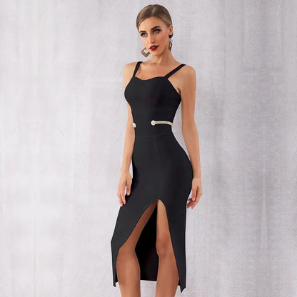 V-Neck Bandage Dress - Women's Stylish Evening Gown